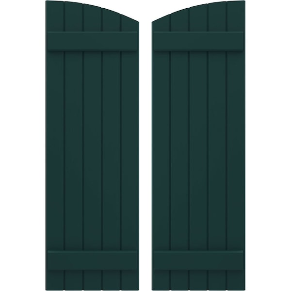 Ekena Millwork Americraft 5-Board (2 Batten) Wood Joined Board-n-Batten Shutters w/Ellipt Top, ARW101BE518X54FGH, PR ARW101BE518X54FGH - main